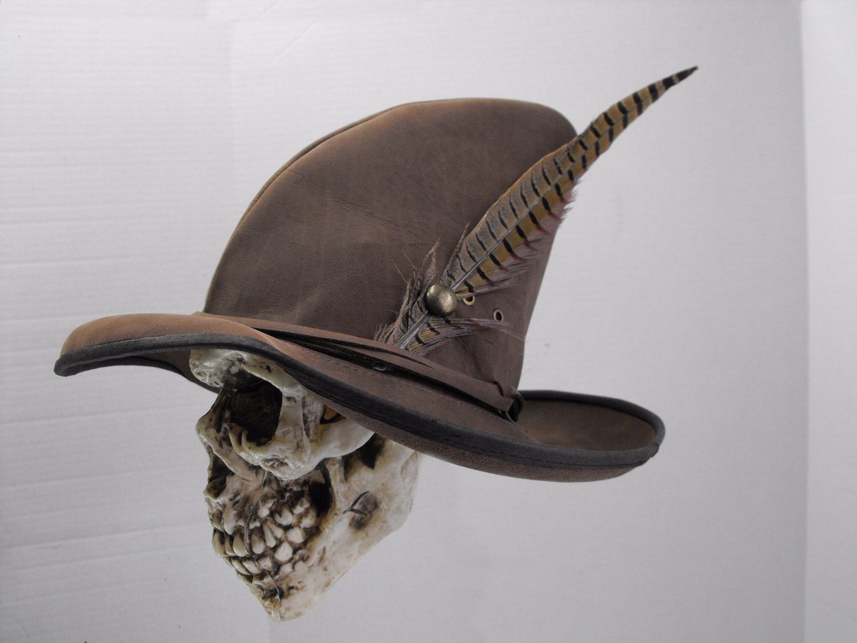 Wizard brownleather hat pirate feather costume cosplay reenactment