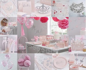 Girls Princess Party Decorations Tableware Pink Silver Christening