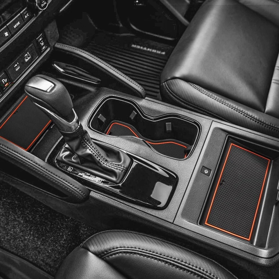 Alfombrillas consola central Auovo compatibles con Nissan Frontier 2022+ (ajuste naranja) Foto 2 de 4