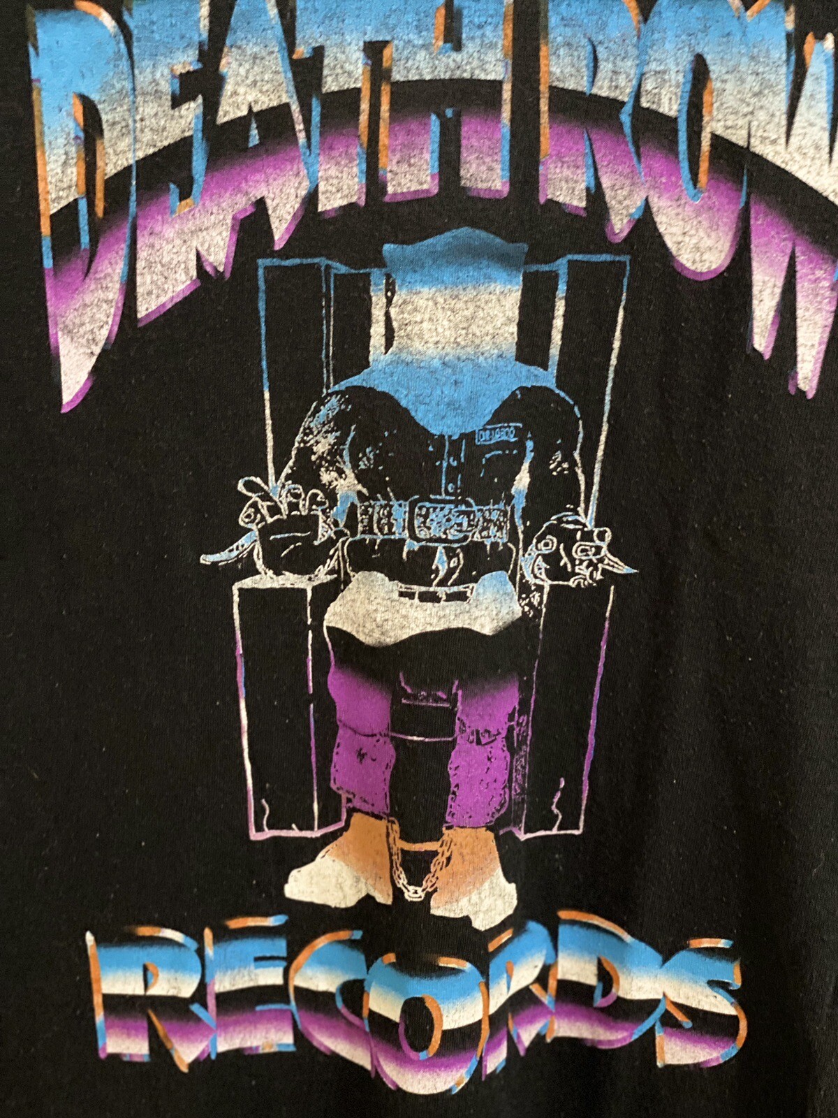 FILA T shirt unisex manica corta Death Row Records taglia S girocollo grafica anteriore