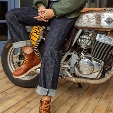 Red Tornado Vintage Men's Jeans Loose Fit Straight 14oz Selvedge Raw Denim Pants