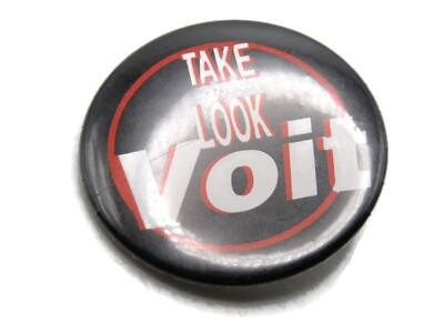 Vintage Voit Pinback Button ''Take A New Look'' Sporting Goods Advertising Promo