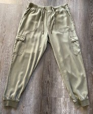 American Eagle Cargo Jogger Women Sz M Green drawstring pull on pants
