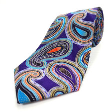 Geoffrey Beene Luxury Tie Colorful Paisley Pattern 100 Silk Necktie 58" x 3"