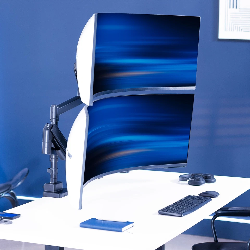 VIVO Pneumatic Dual Ultrawide Computer Monitor Desk Mount with Extension Pole - Image 2 of 4