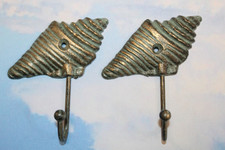 2-Metal SEASHELL WALL HOOKS,Kitchen,Bath,Hanging Storage,Coastal Living,BL-72
