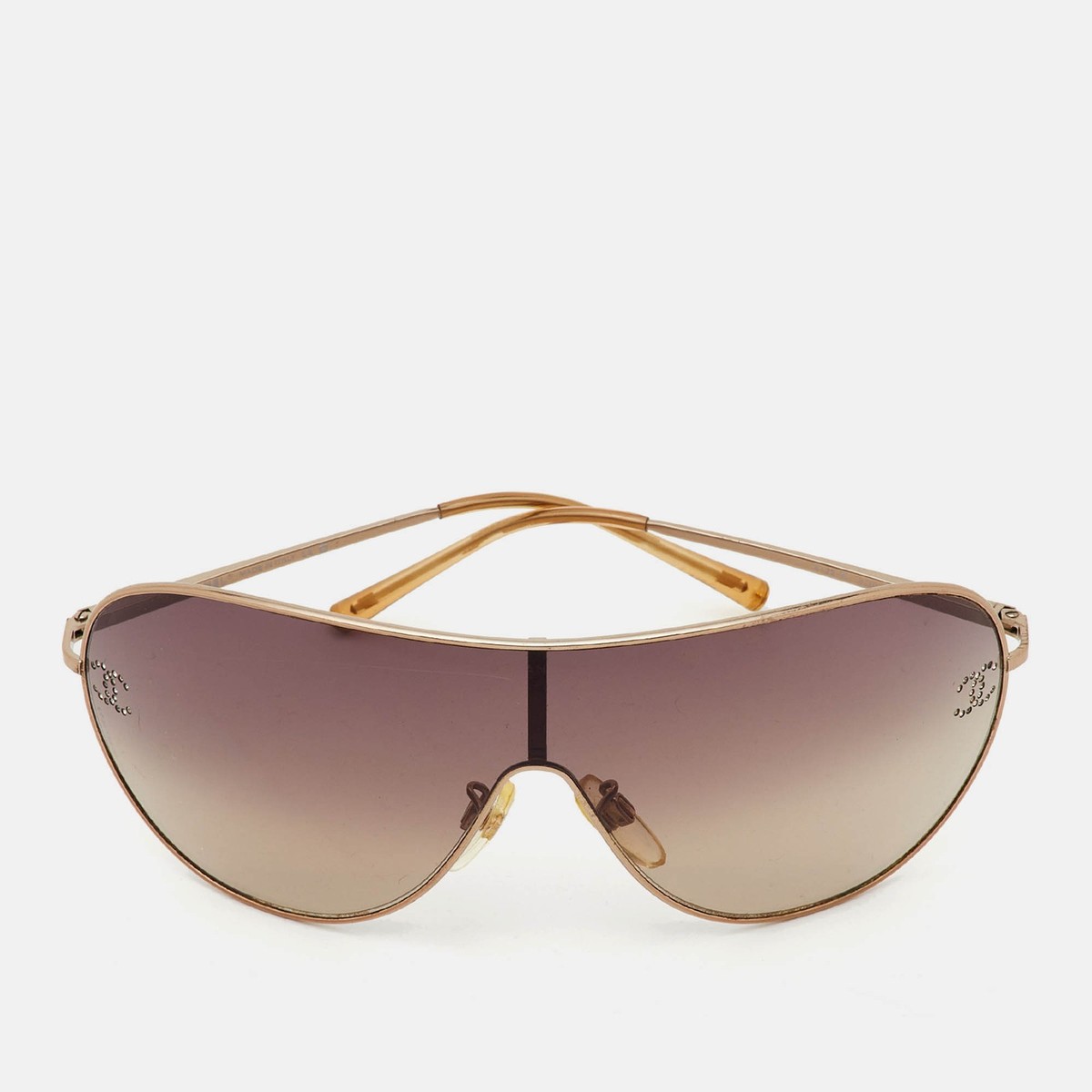 Chanel Gold ToneBrown Gradient 4122B CC Shield Sunglasses | eBay