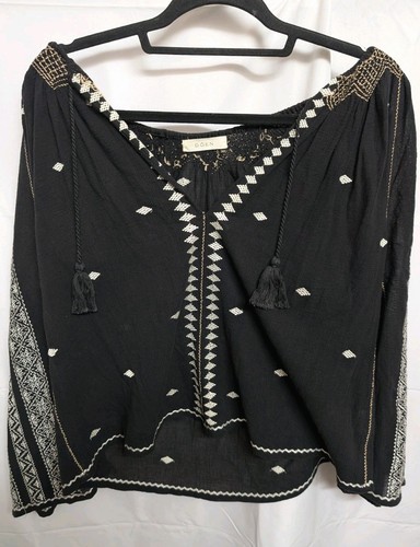 Doen Valadon black Embroidered top Womens XS