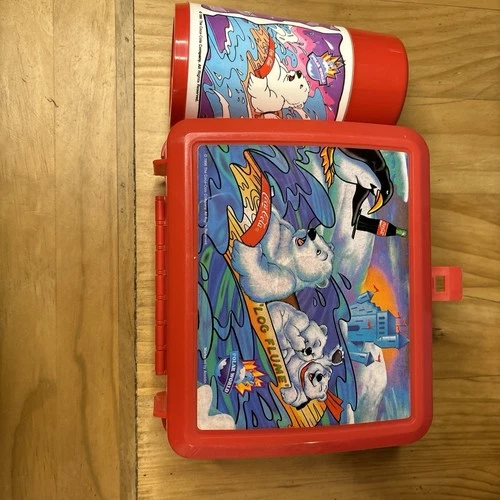 1996 Lunch Box & Thermos Polar Bear World Coca Cola Red Aladdin Vintage