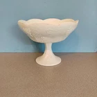 Indiana Glass Vintage Milk Glass Harvest Grape Large Pedestal Bowl