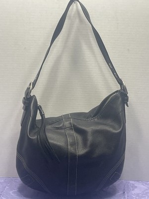 Coach Vintage Black Leather Oval Shoulder Bag Purse Tote Y2k