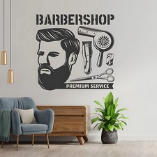 Wall Sticker Barber Shop Beard Graphic Stylish Quote Salon Decor Vinyl Decals