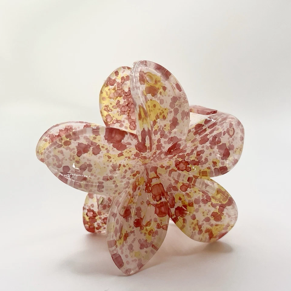 Pink Flower Hair Claw Clip For Women - Image 4 of 4