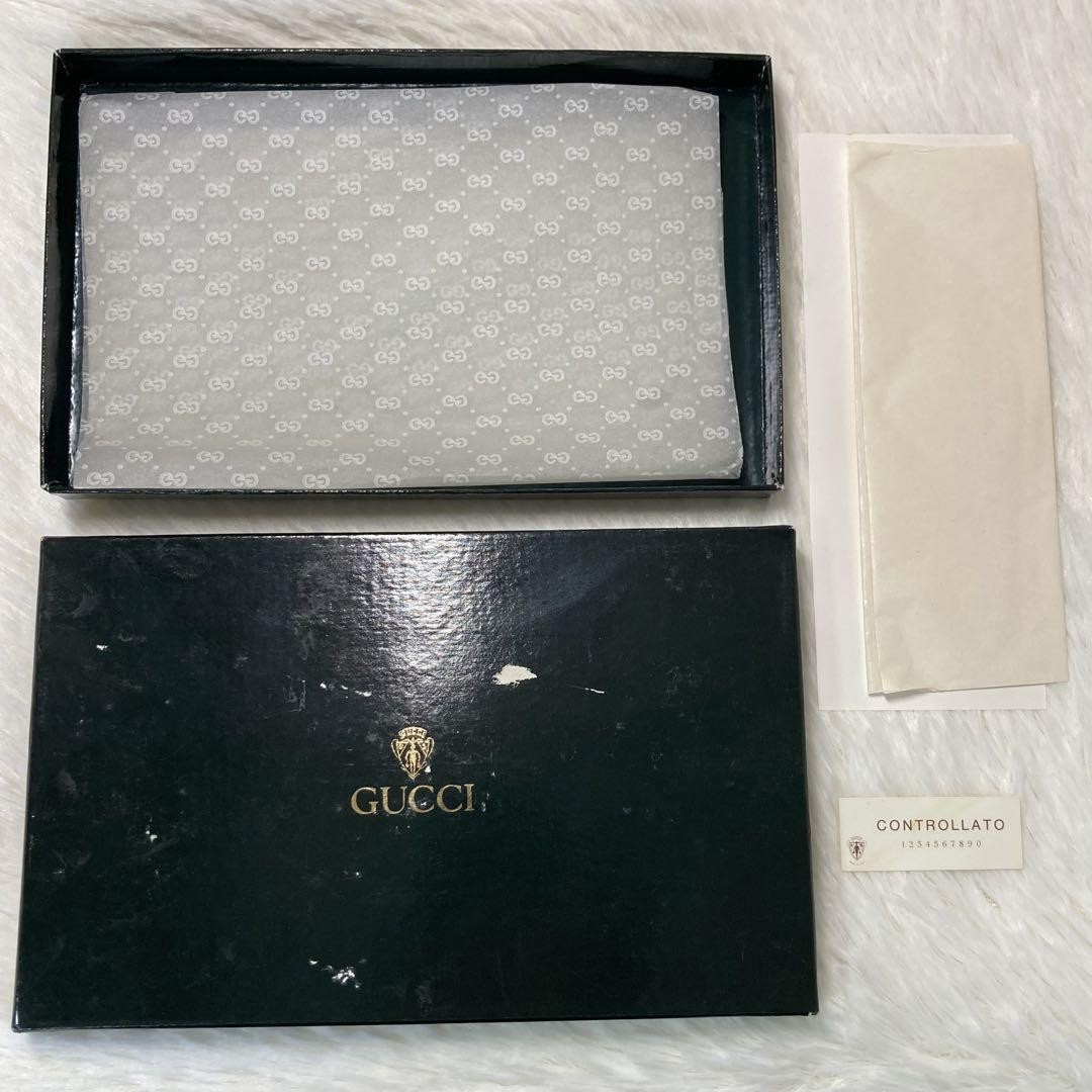 Used Gucci Vintage Long Wallet Storage Box, Camel and White