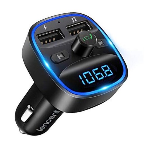 Transmetteur FM, Bluetooth Transmetteur FM Adaptateur Radio Sans Fil Voiture Bleu-12W