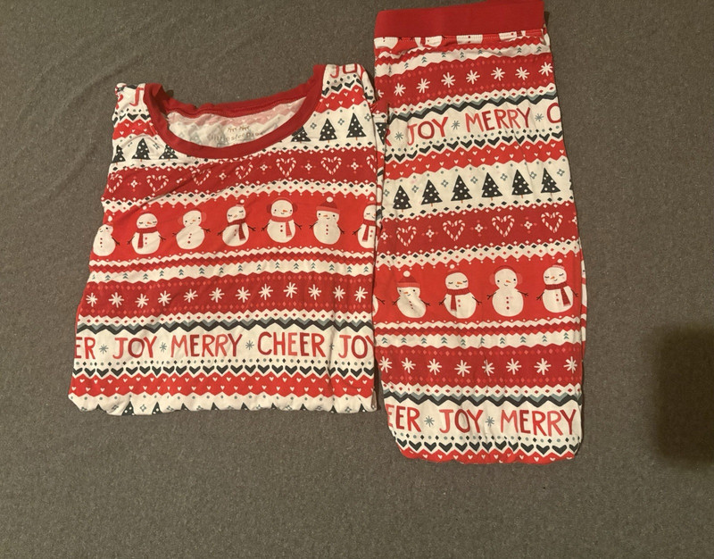 Little Sleepies Unisex Kids Pajama Set Size 16 Red White Snowman Christmas