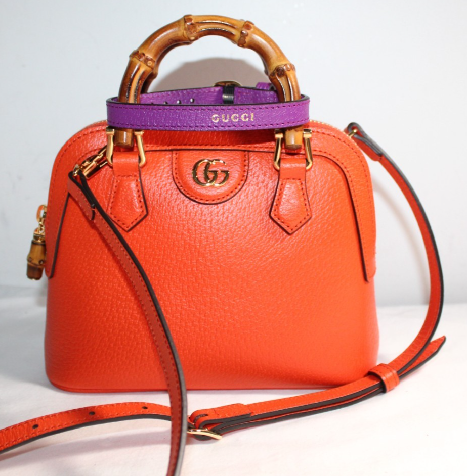 NWT Gucci GG Bamboo Top Handle Diana Shoulder Bag Orange 715775