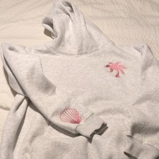 Pink Palm Puff Women's XL Hoodie Embroidered "Hawaii Hibiscus"