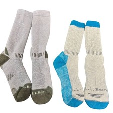 L.L. Bean Lot of 2 pairs Unisex Hiking Boot Socks Crew Wool Blend Outdoor Sz Med
