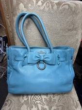 My Flat in London Large Turquoise Leather Shoulder Bag K029017