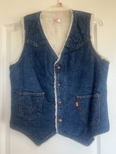 Vintage 1970 s Levi s Orange Tab Sherpa Denim Vest Sz M Western