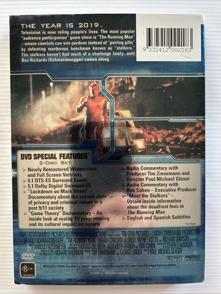 DVD - THE RUNNING MAN (1987) R4 - Arnold Schwarzenegger - Image 2 of 2