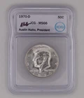 1970-D Kennedy Half Dollar 50c ICG MS66, Signed by Austin Hutto 40% Silver