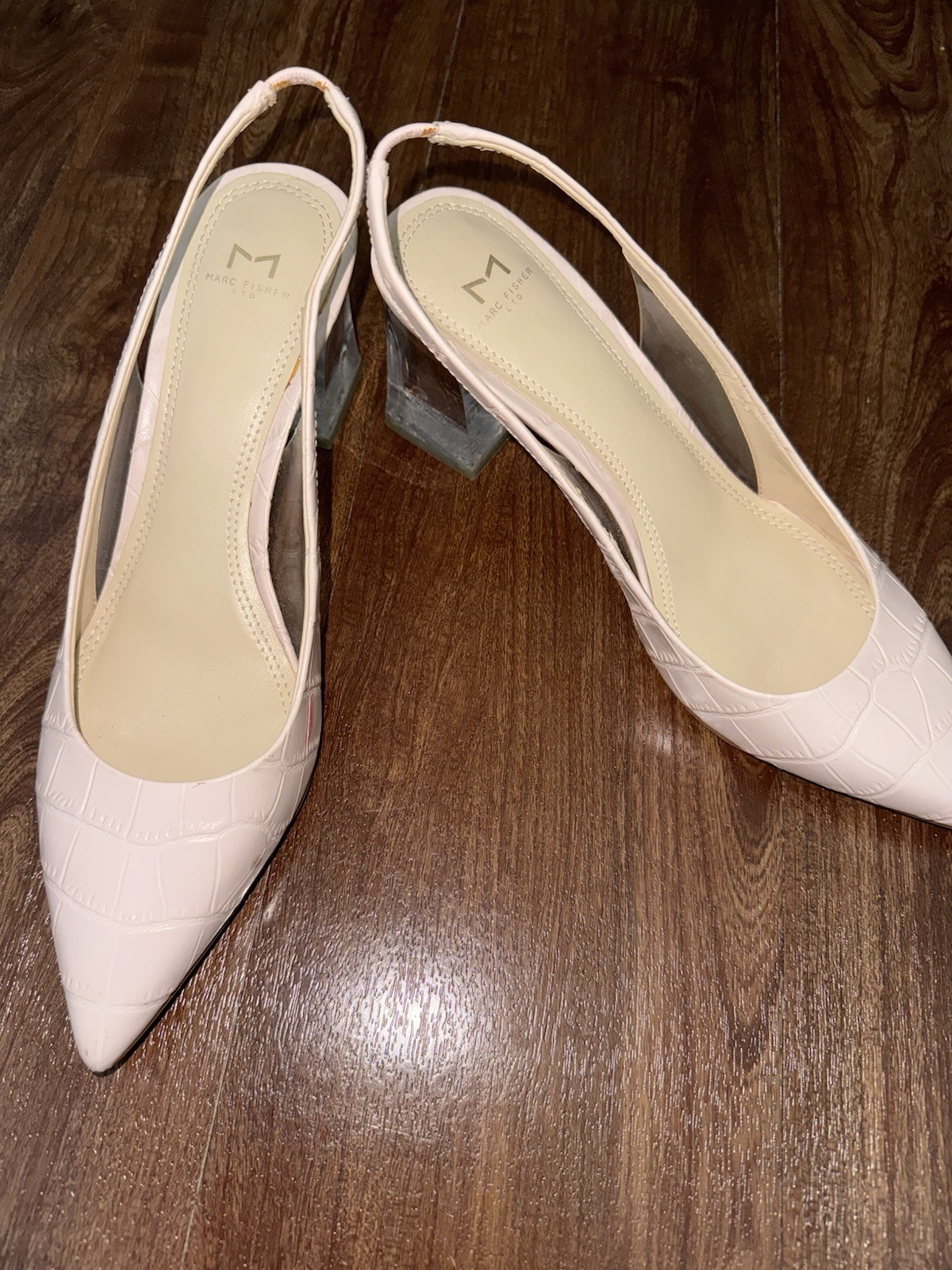 MARC FISHER High Heels, Pink With Clear Wedge