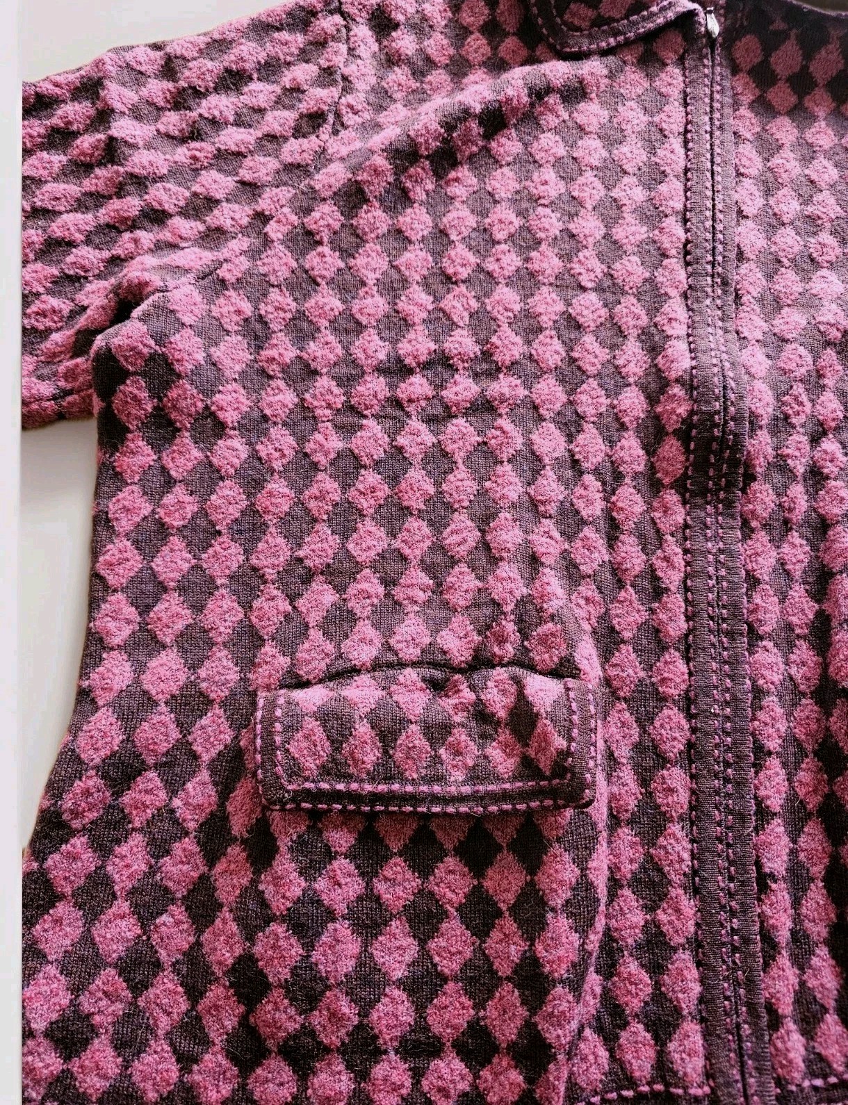 Pendleton Womens Wool Blend Zip Front Argyle Swea… - image 4