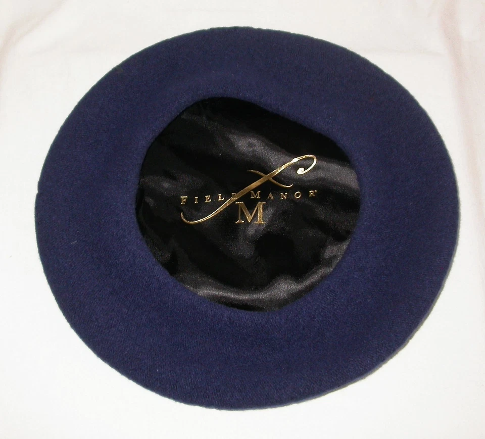 Винтажный поле усадьбы берет шляпа темно синий шерсти Чехии один размер Sassy континентальный - Изображение 4 из 4
