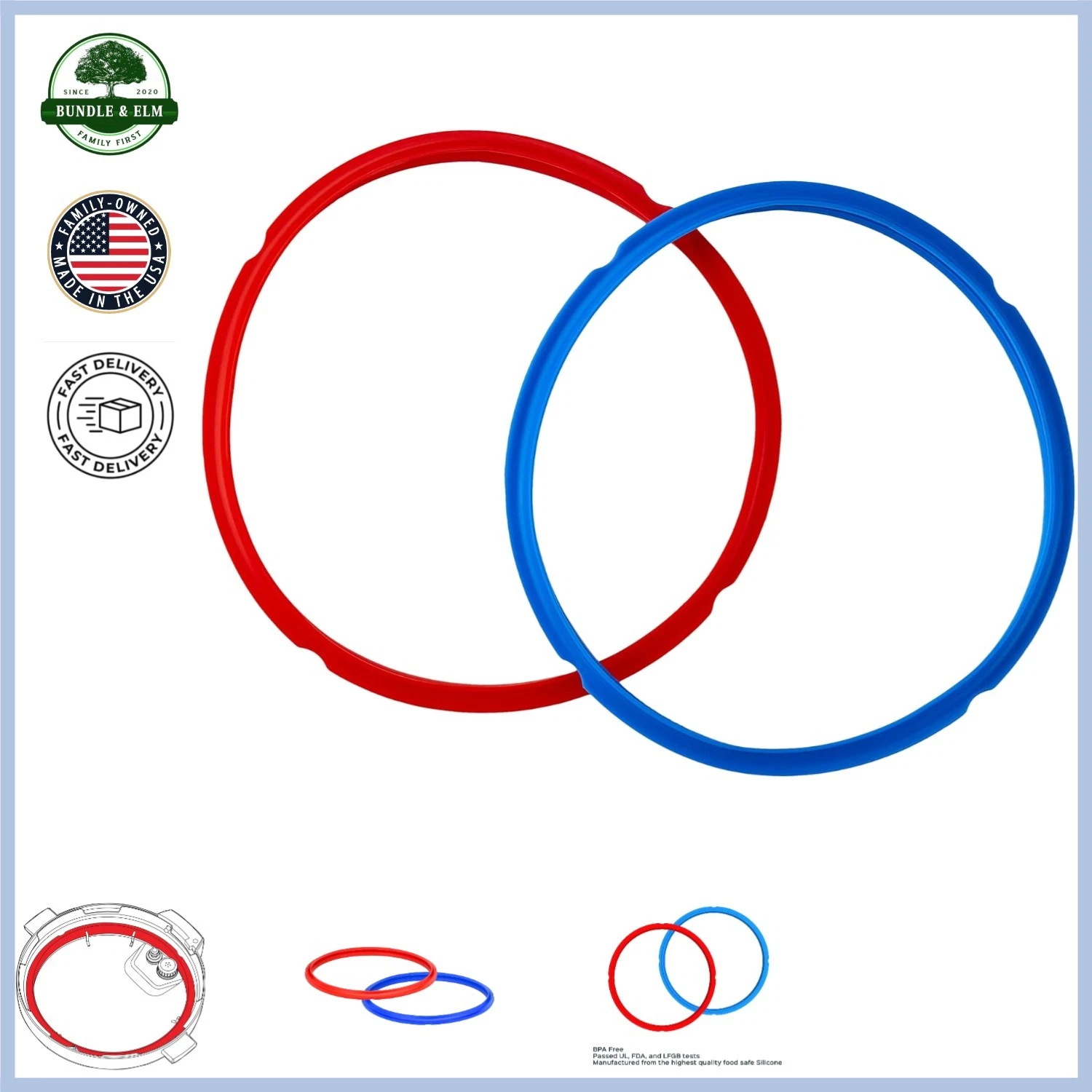 8-Qt Electric Pressure Cooker Sealing Rings, Non-Toxic & Dishwasher Safe