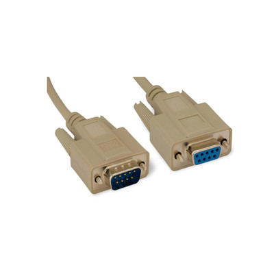 10ft Serial Null Modem Cable DB9 Female to DB9 Male - Beige