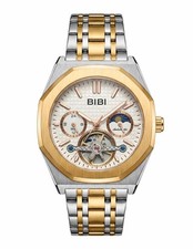 Bibi Automatic Mechanical Moonphase Watch Two-Tone Steel