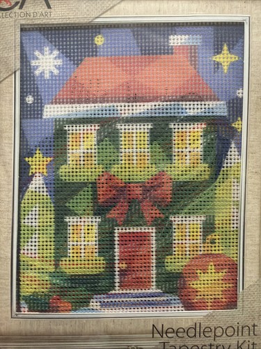 Collection D Art Printed needlepoint tapestry  kit With Floss  Needle 20x25 Cm