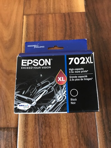 Cartouche d'encre noire Epson 702XL d'origine neuve dans sa boîte T702XL120 EXP DATE 12/2025