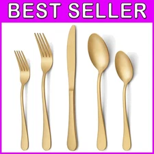 Durable Gold Silverware Set for 4, Fancy Kitchen Utensil Set