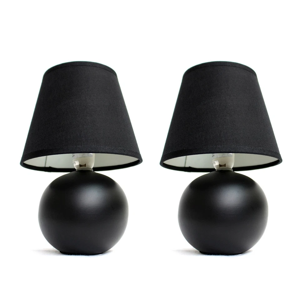 Simple Designs LT2008-BLK-2PK Mini Lámpara de Mesa Globo de Cerámica Juego de 2 con M... Foto 2 de 4