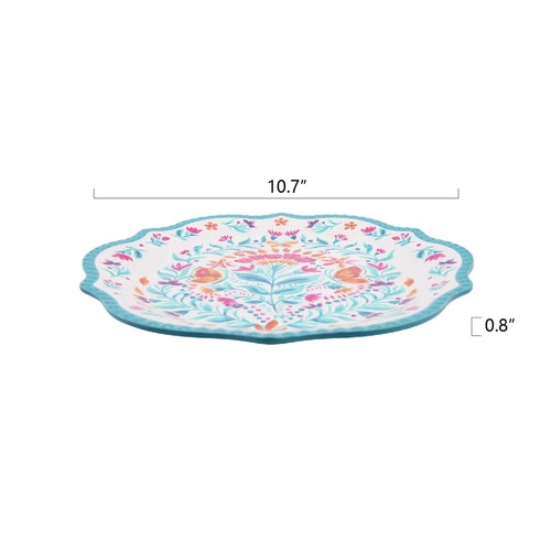 Pioneer Woman Folk Geo Dinner Plates Melamine 4pc BPA Free 10.7-inch Teal Dining - Picture 4 of 7
