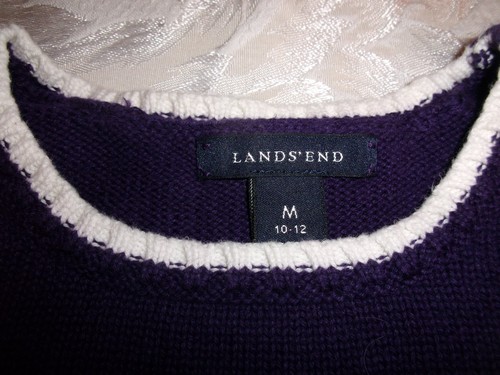 MAGLIONE LANDS END HOLIDAY TAGLIA 10 12 TOP MEDIO FIOCCO DI NEVE VIOLA INVERNO NEVE - Foto 3 di 4