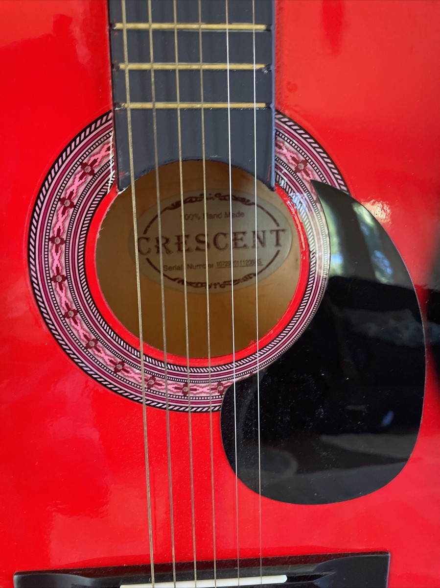 Classic Crescent Acoustic Guitar Hand Made Red Finish 38” Length W