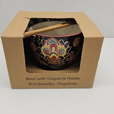 Japanese Ramen/Noodle Ceramic Bowl w/Built In Chopsticks Holder BRAND NEW!