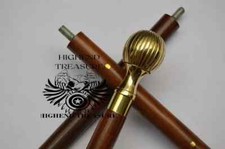 Golden Finished Knob Head Brass Handle Wooden Walking Stick Cane Handmade Gift