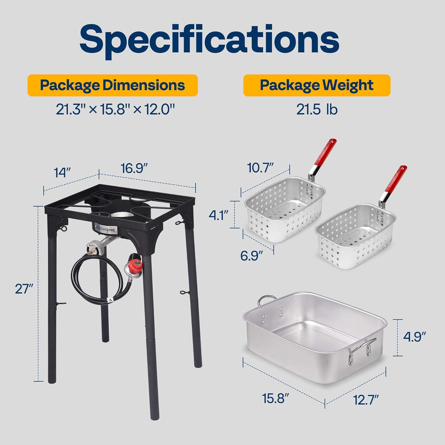 Dual Basket Double Deep Fryer with 54,000 BTU Cast Iron Burner Stand