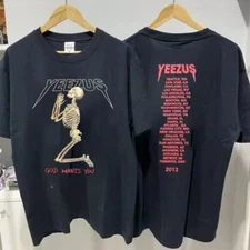 Kanye West 2013 Yeezus Tour God Wants You Cotton Black Unisex T-shirt S-5XL