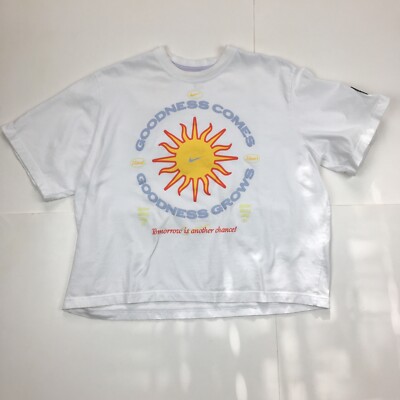 Nike Women's Recreation Club Crop White T-Shirt Goodness Grows Sz XL