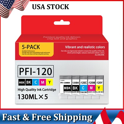 PFI-120 Ink Tank Set(5-Pack, 130-ml) Compatible for Canon TM-200/300/305 Printer