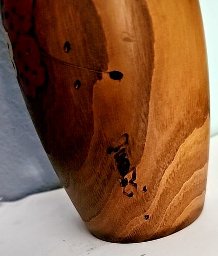 Vintage asiatische Usaburo japanische Kokeshi Puppe Holz 10" weiß rote Blumen signiert - Bild 7 von 11