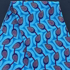 African fabric, Ankara fabric, Metallic gold glitter, blue color leaves print