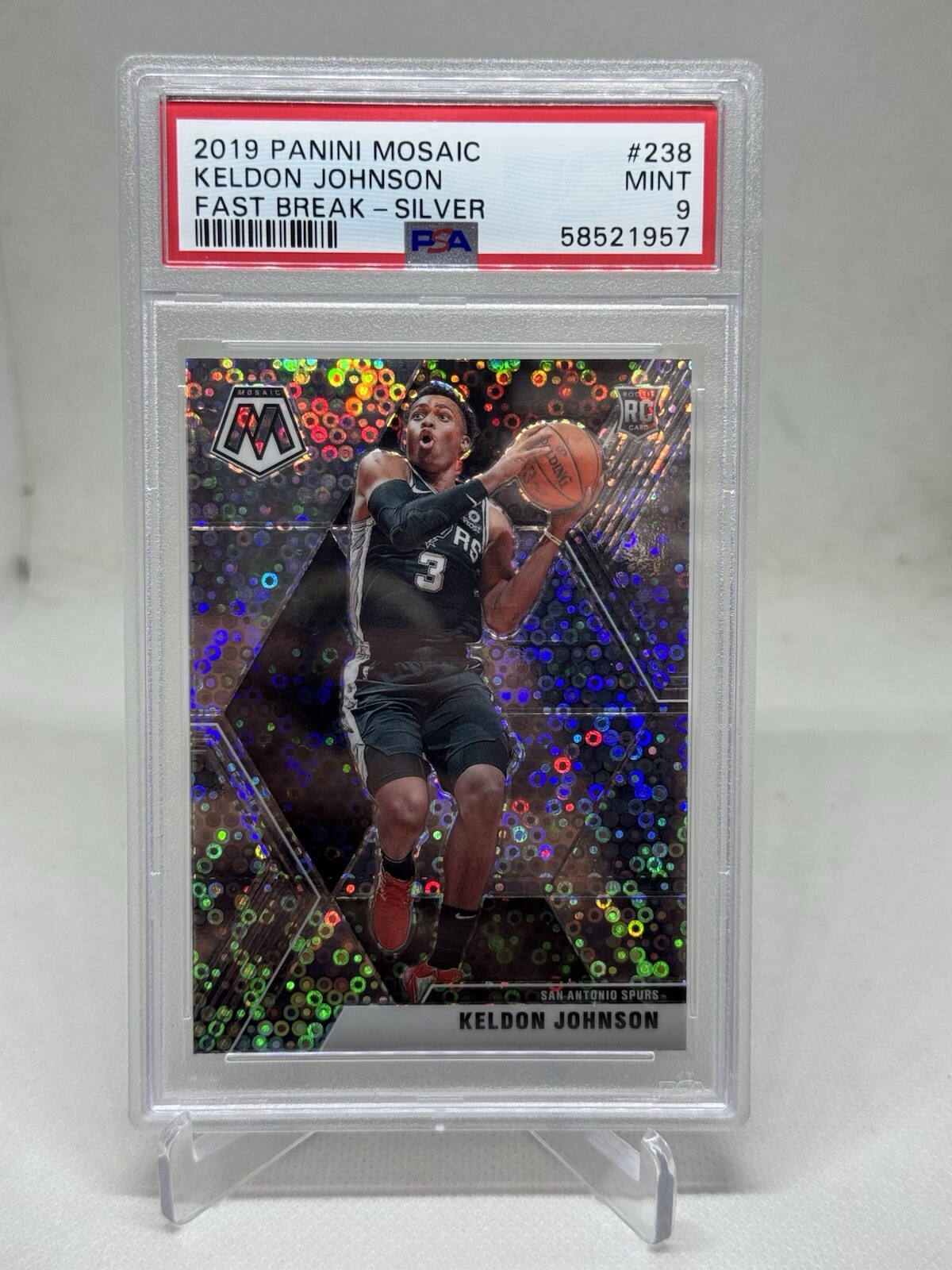 2019 Panini Mosaic #238 Keldon Johnson Fast Break Silver PSA 9