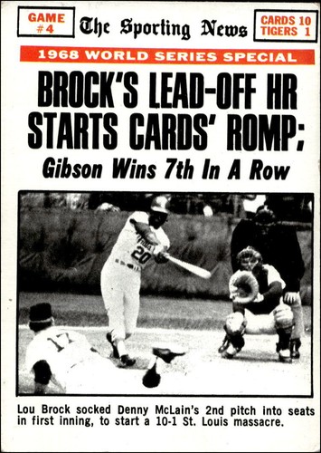 1969 Topps #165 World Series Game #4 - Brock's Lead-Off HR Starts Cards' Romp